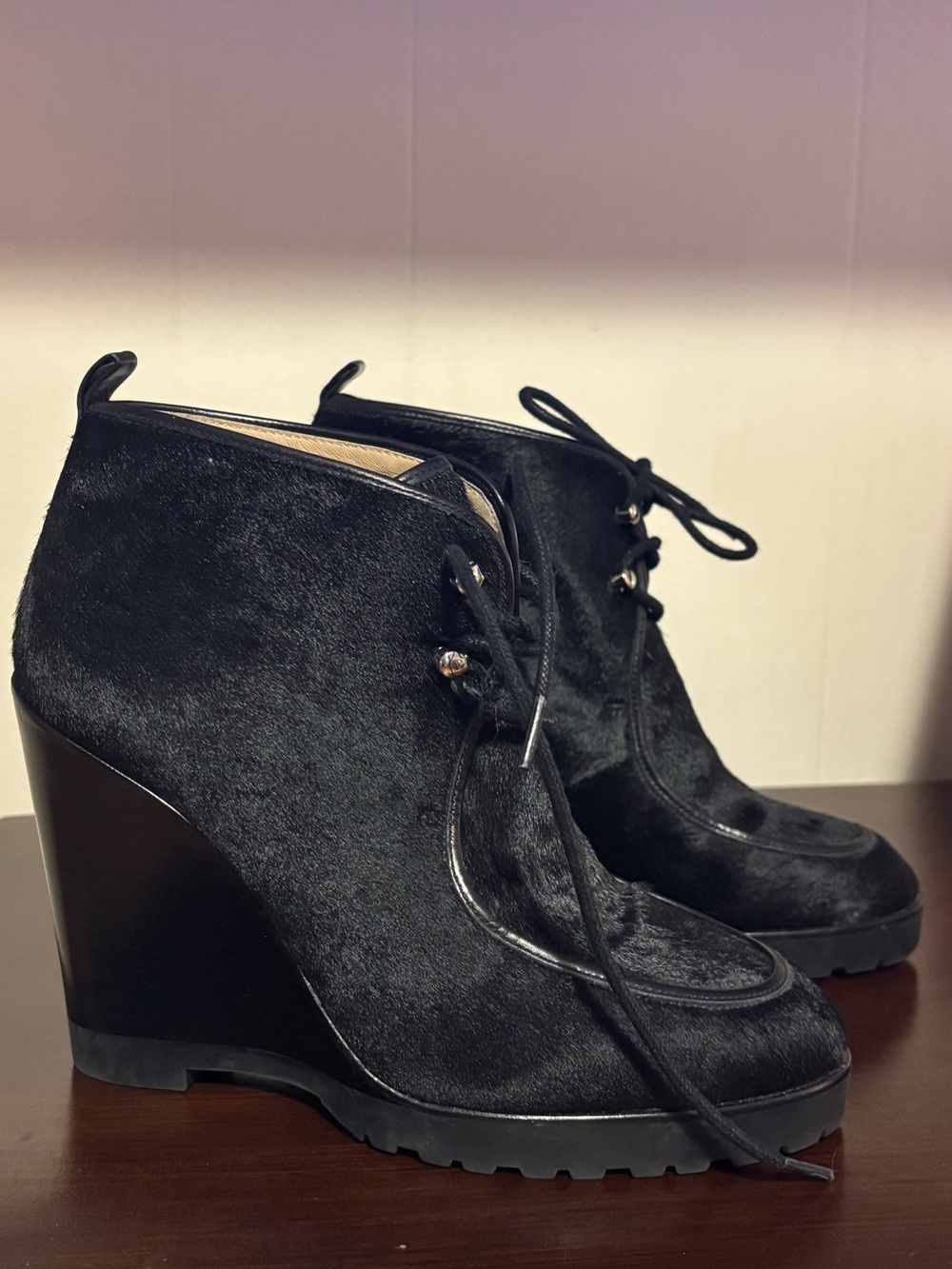 Michael Kors Beth Calf Hair Wedge Boots Size 36.5 NEW NEVER WORN